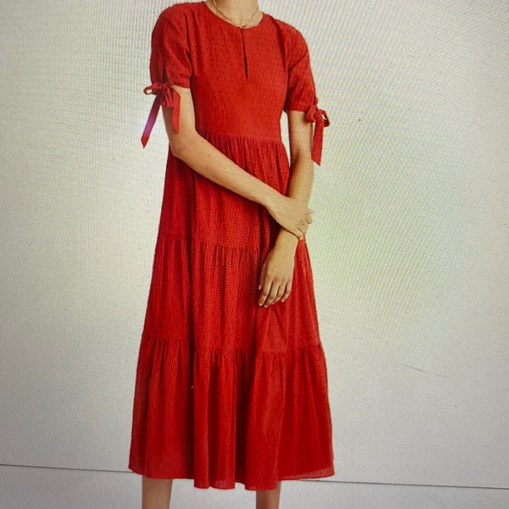 Madewell tiered midi dress in side dot